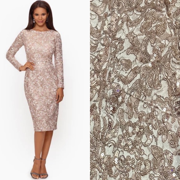 XSCAPE
Midi shimmer Lace Long Sleeve cocktail prom wedding Dress Size 12 - Picture 8 of 14